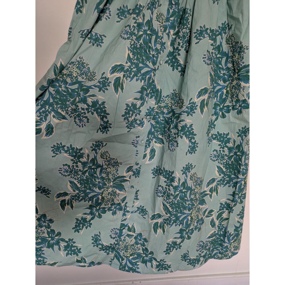Peppermayo Emmalina Drop-Waist Midi Dress Cloud Nine Floral Aqua Teal Sz M NWT - Picture 5 of 8